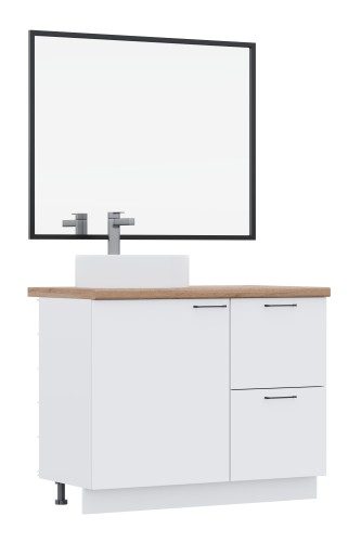 ВГ 1050 Белый софт матовый/Белый гладкий Арника РМ (со столешницей) в.1