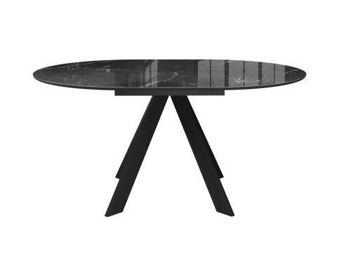 Раскладной стол DikLine SFC110 d1100 стекло Оптивайт Черный мрамор/подстолье черное/опоры черные