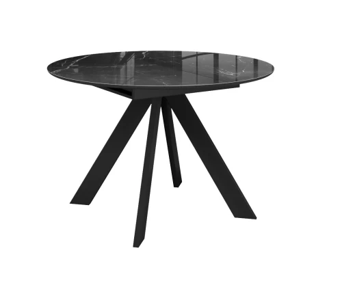 Раскладной стол DikLine SFC110 d1100 стекло Оптивайт Черный мрамор/подстолье черное/опоры черные