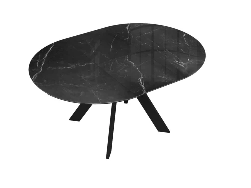 Раскладной стол DikLine SFC110 d1100 стекло Оптивайт Черный мрамор/подстолье черное/опоры черные