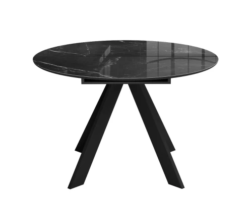 Раскладной стол DikLine SFC110 d1100 стекло Оптивайт Черный мрамор/подстолье черное/опоры черные