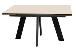 Стол DikLine SKM140 Керамика Krater Perla (бежевый матовый)/подстолье черное/опоры черные