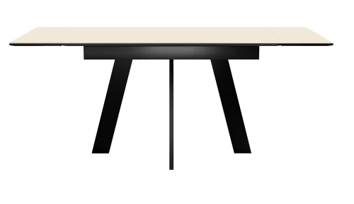 Стол DikLine SKM140 Керамика Krater Perla (бежевый матовый)/подстолье черное/опоры черные