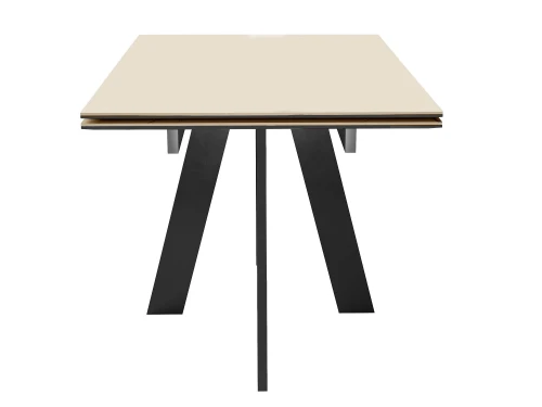 Стол DikLine SKM140 Керамика Krater Perla (бежевый матовый)/подстолье черное/опоры черные