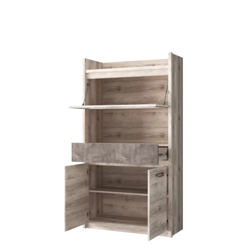 Шкаф с витриной 1V2D1S, JAZZ, цвет Каштан найроби/Оникс