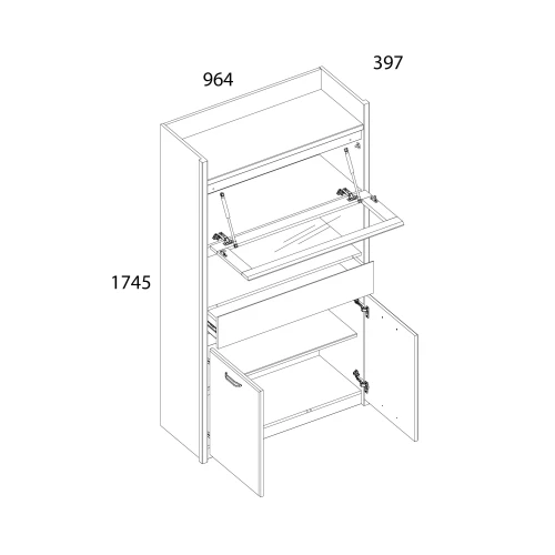 Шкаф с витриной 1V2D1S, JAZZ, цвет Каштан найроби/Оникс