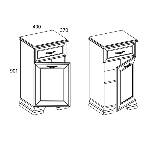 Тумба 1D1S, TIFFANY, цвет вудлайн кремовый