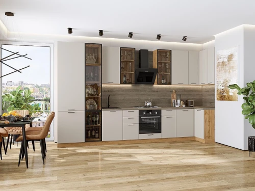 Кухонный гарнитур Флэт-05 Cashmere In 2S Дуб Вотан