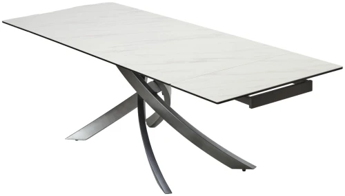 Стол ESTEBIO 160 KL-99 Белый мрамор матовый, итальянская керамика/ Серый металлик, ®DISAUR