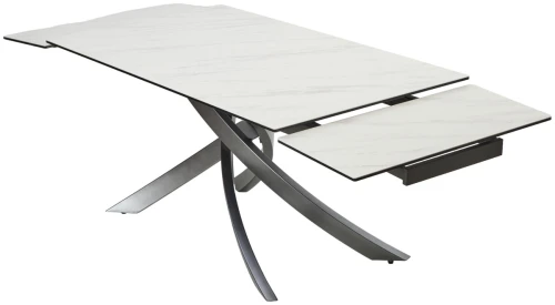 Стол ESTEBIO 160 KL-99 Белый мрамор матовый, итальянская керамика/ Серый металлик, ®DISAUR