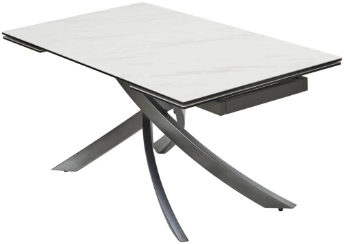 Стол ESTEBIO 160 KL-99 Белый мрамор матовый, итальянская керамика/ Серый металлик, ®DISAUR