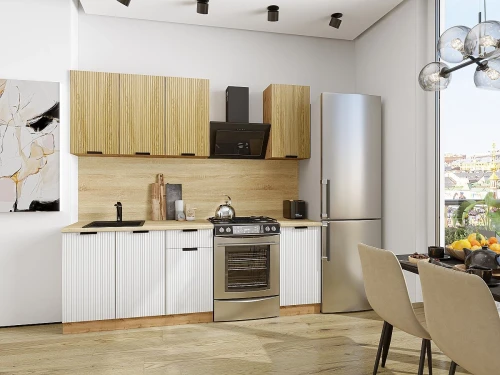 Кухонный гарнитур Евро Лайн-06 Дуб песочный/Белый