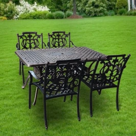 Мебель из литого алюминия набор: стол с ВУЛКАН «VOLCANO» 150х90+ 4 кресел Миранда