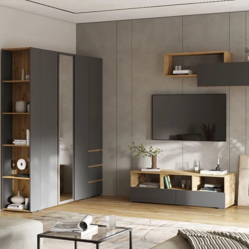 Шкаф «Хелен» ШК-04, графит/дуб крафт золотой