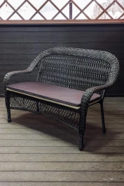 Двухместный диван из искусственного ротанга МЭДИСОН НЬЮ «MEDISON NEW» арт.A07202 dark brown с подушками на сидение