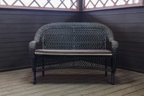 Двухместный диван из искусственного ротанга МЭДИСОН НЬЮ «MEDISON NEW» арт.A07202 dark brown с подушками на сидение