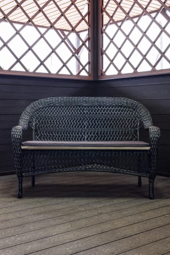 Двухместный диван из искусственного ротанга МЭДИСОН НЬЮ «MEDISON NEW» арт.A07202 dark brown с подушками на сидение