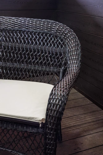 Двухместный диван из искусственного ротанга МЭДИСОН НЬЮ «MEDISON NEW» арт.A07202 dark brown с подушками на сидение