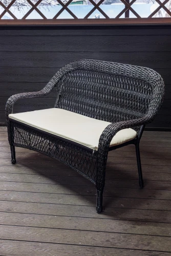 Двухместный диван из искусственного ротанга МЭДИСОН НЬЮ «MEDISON NEW» арт.A07202 dark brown с подушками на сидение