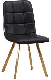 C919/DC809 Стул мягкий, ЧЕРНЫЙ#18-25 экокожа, каркас металл золото КВАДРАТ