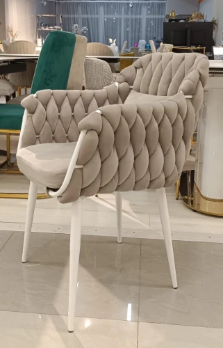 Стул Glam Dune, каркас белый, серый