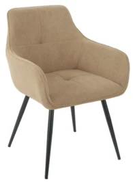 DC0084 Стул мягкий с подлокот., КОРИЧНЕВЫЙ#CURIO 20, каркас металл черный КРУГЛЫЙ