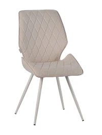 DC230 Стул мягкий, ВАНИЛЬНЫЙ#M420-02 велюр, каркас металл, белый КРУГЛЫЙ