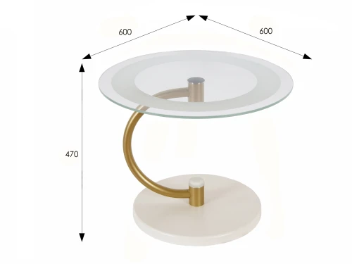 Стол журнальный Дуэт 13Н золото/слоновая кость/прозрачное