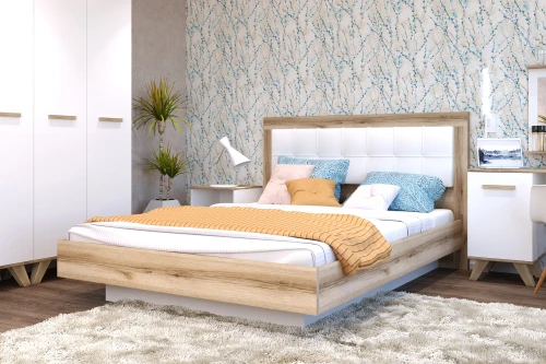 Кровать-5 с подъемным основанием 1600 экокожа Вега Скандинавия