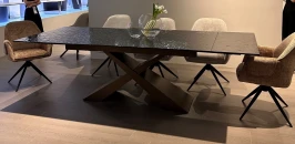 Стол ARKELL 180 GREY, стекло BUBBLE  / Шоколадное золото каркас ®DISAUR