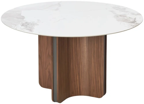 Стол CASTELA 135 Белый мрамор CA071, керамика / Орех, ®DISAUR