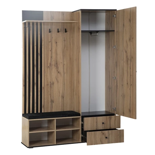 Прихожая с зеркалом Либерти 51.22, Дуб Вотан, Черный