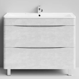 Тумба Адель 100 напольный, Белый камень ПВХ 57805 Vodok с раковиной в комплекте