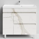 Тумба Бест 90 левая дверь, напольный, Мрамор Белый натур милк ПВХ 2537 Vodok с раковиной в комплекте Тумба Бест 90 левая дверь, напольный, Мрамор Белый натур милк ПВХ 2537 Vodok с раковиной в комплекте