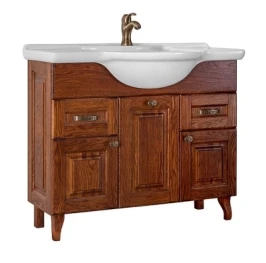 Тумба Дубини 105 напольный, под раковину, орех Vodok с раковиной в комплекте