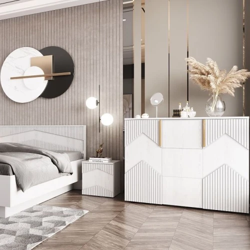 Комод «Оливия» 2Д3Я КМК 0971.2, белый/ясень белый текстурный