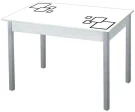 Альфа фотопечать стол обеденный раздвижной / квадраты на белом/бетон белый/металлик Альфа фотопечать стол обеденный раздвижной / квадраты на белом/бетон белый/металлик
