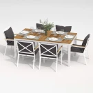 Обеденная группа  TELLA FESTA plus каркас белый / стол тик 180 / ткань антрацит