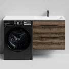 Тумба Смайл 130 подвесной, под стиральную машину, правая, Дуб крымский коричневый ПВХ 131005-9005 Vodok с раковиной в комплекте