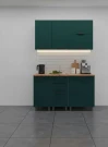 Готовый кухонный гарнитур МК Аленушка 1,4м с ящ. Лаванда Изумруд,скоба черный,сонома