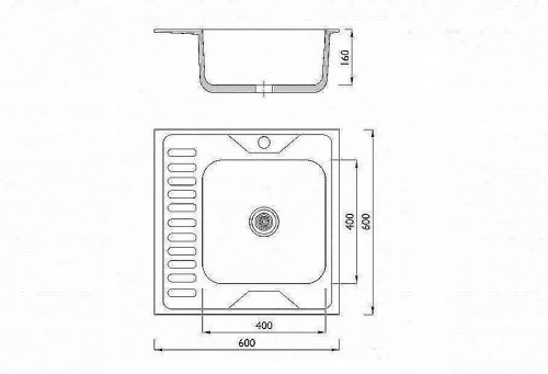 Мойка накладная 606016/0,6 1Ч1К (правая) Глянец