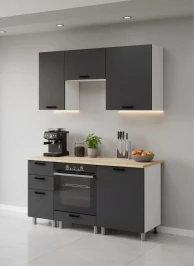 Готовый кухонный гарнитур МК Аленушка 1,6м в.7 Лаванда Сталь,скоба черный,сонома