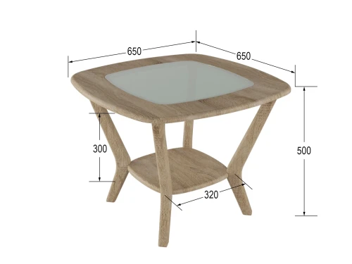 Стол журнальный Мельбурн со стеклом дуб сонома/дуб сонома