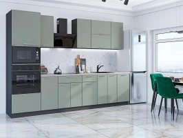 Прямая модульная кухня Квадро-01 Аквамарин Graphite 2140*3000*600