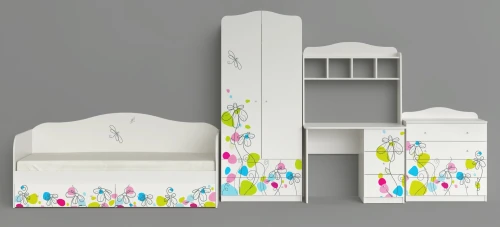 Комод "Цветы", Белый шёлк