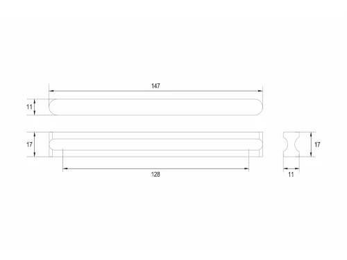 Ручка скоба мебельная VOLNA RS065BL.4 Матовый черный 147*11*17