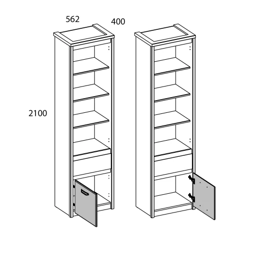 Шкаф открытый 1D1S , JAZZ, цвет Каштан найроби/Оникс