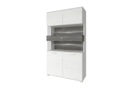 Шкаф с витриной 4V1S, SCANDY, цвет дуб веллингтон/грей патина