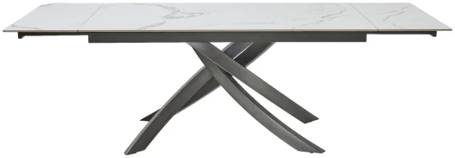 Стол ESTEBIO 160 GLOSS STATUARIO WHITE SOLID CERAMIC / Серый металлик, ®DISAUR