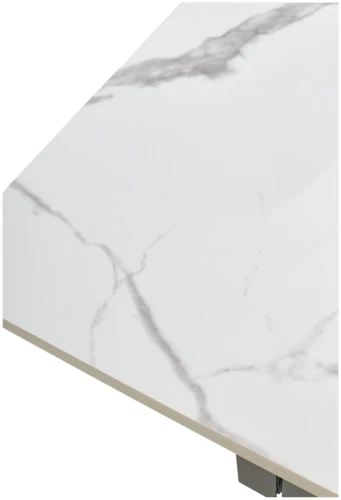 Стол ESTEBIO 160 GLOSS STATUARIO WHITE SOLID CERAMIC / Серый металлик, ®DISAUR